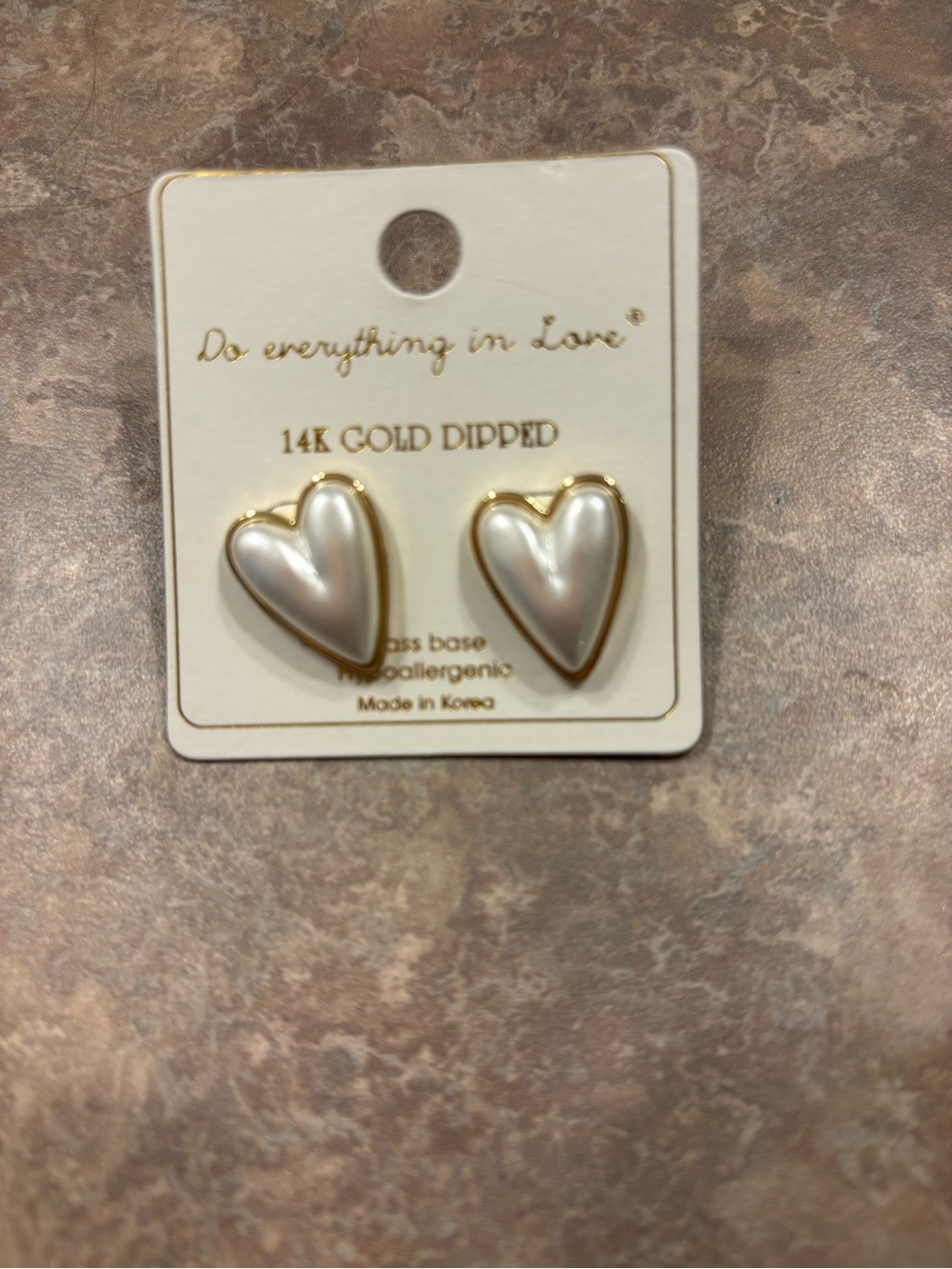 Do everything in Love Gold-Trim White Pearl Heart Stud Earrings